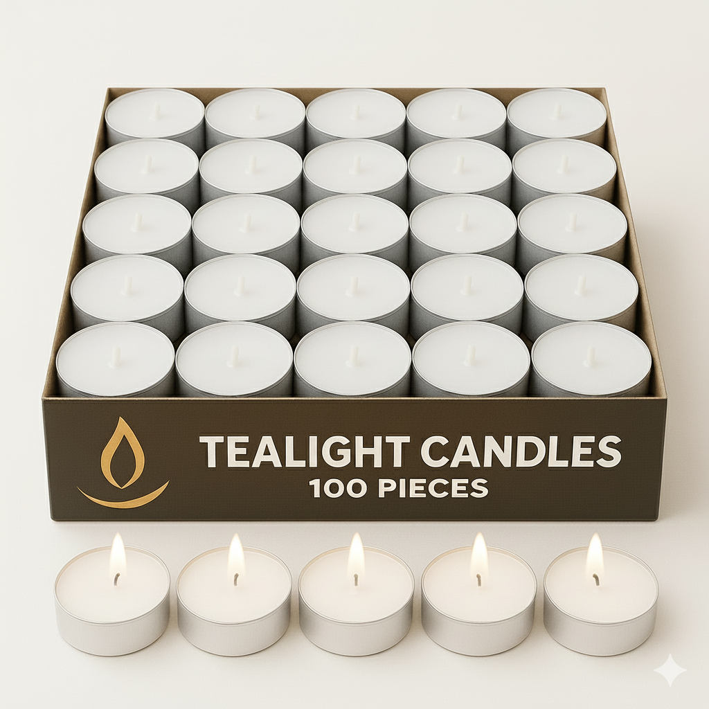Tealight Mum Kırmızı ve Beyaz 100 Lü Paket Büyük Boy 4 Saat Yanma Süreli