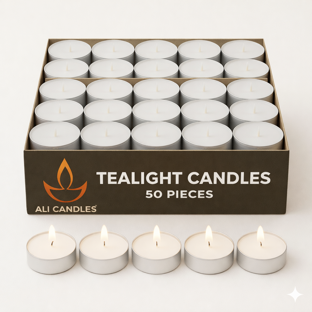 Tealight Mum - Beyaz  50'li Paket Mum Seti!"