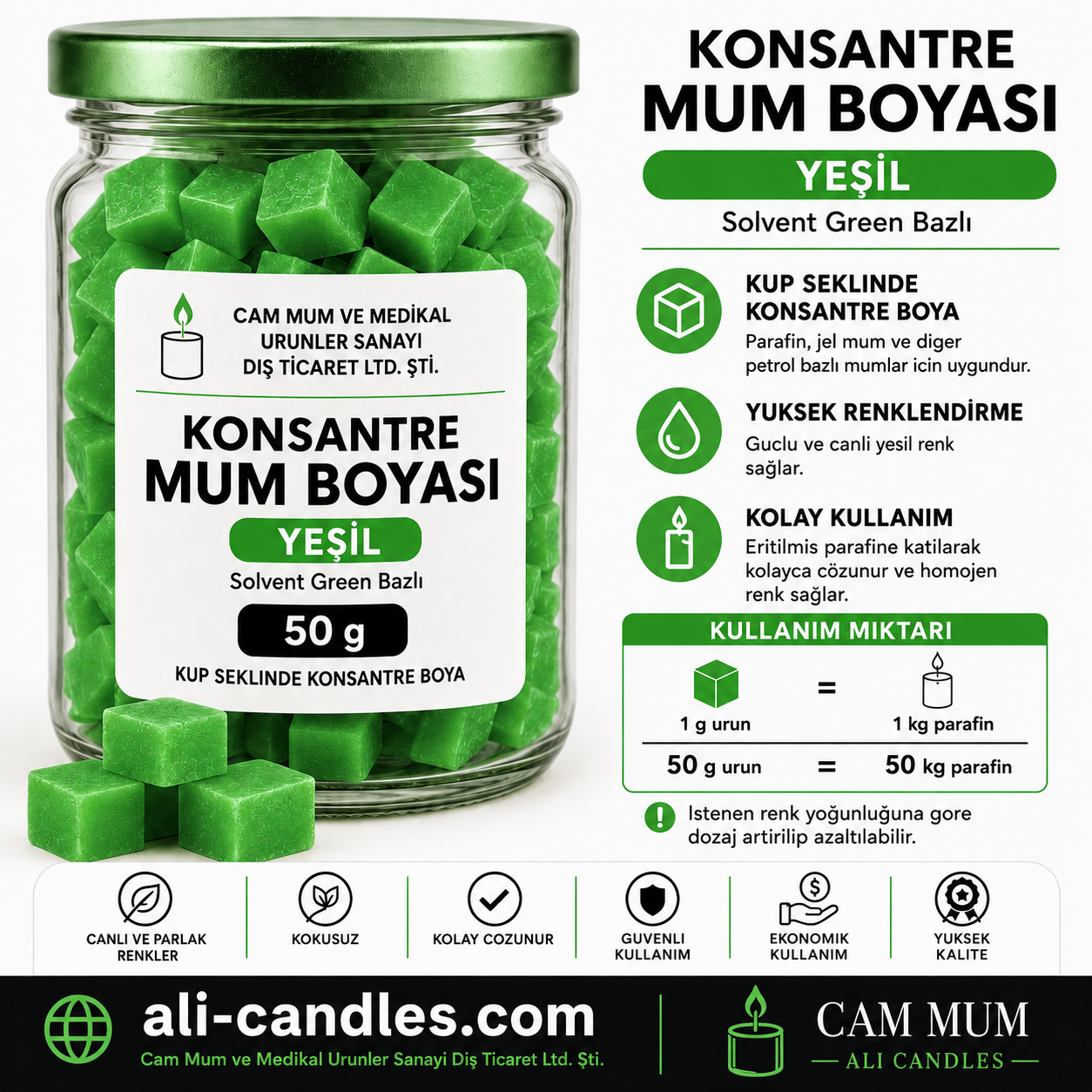 Mum Boyası – Yeşil – 50 g