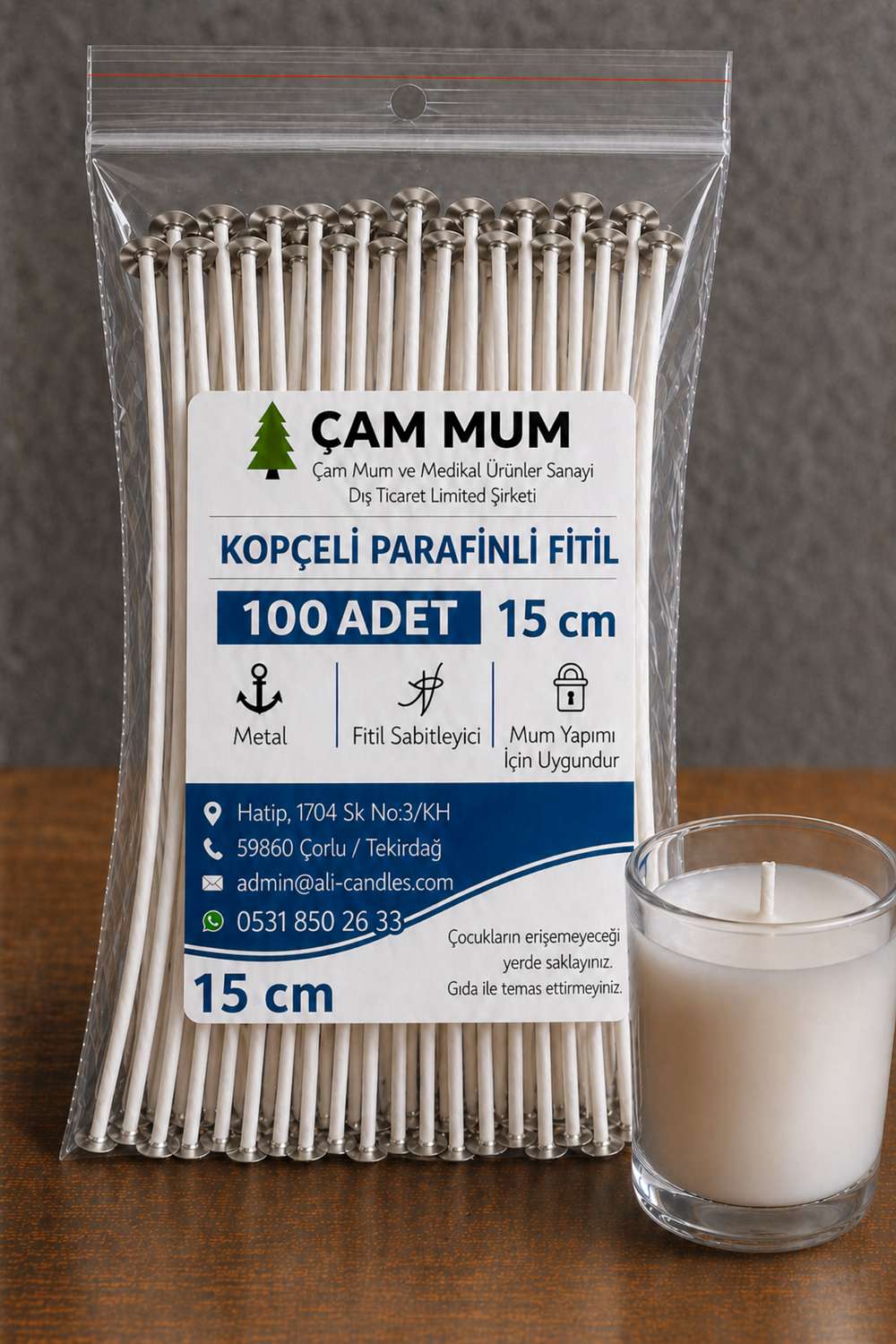 Kopçeli Parafinli Mum Fitili – Nr 12 – 100 Adet