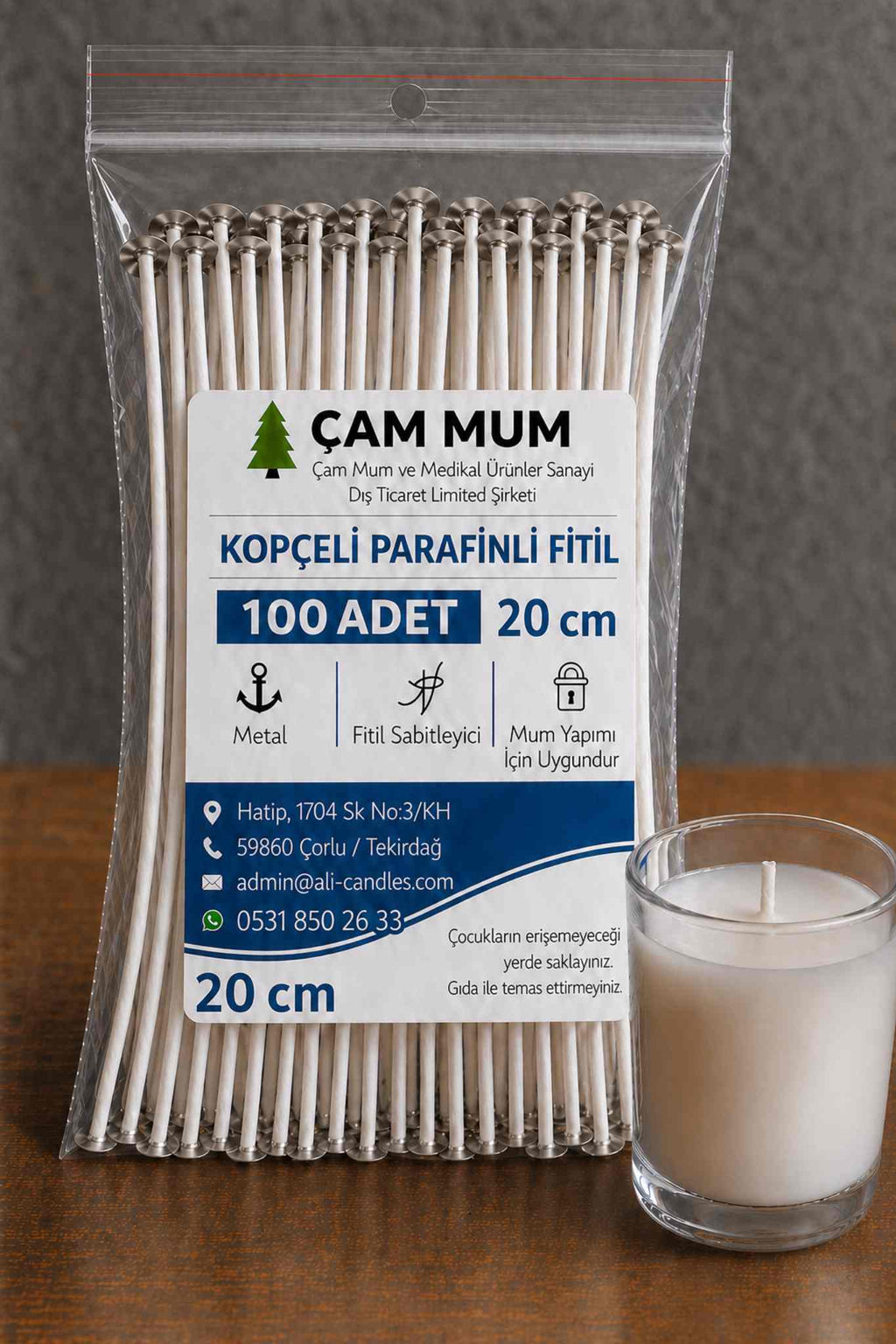 Kopçeli Parafinli Mum Fitili – Nr 12 – 100 Adet