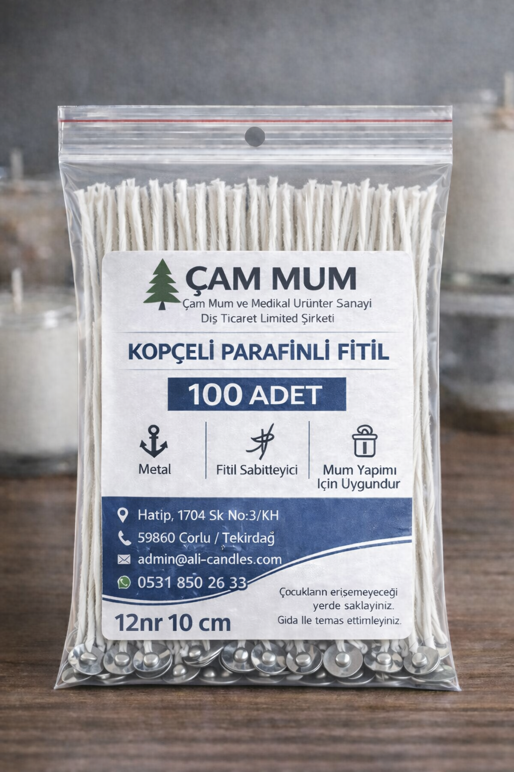 Kopçeli Parafinli Mum Fitili – Nr 12 – 100 Adet