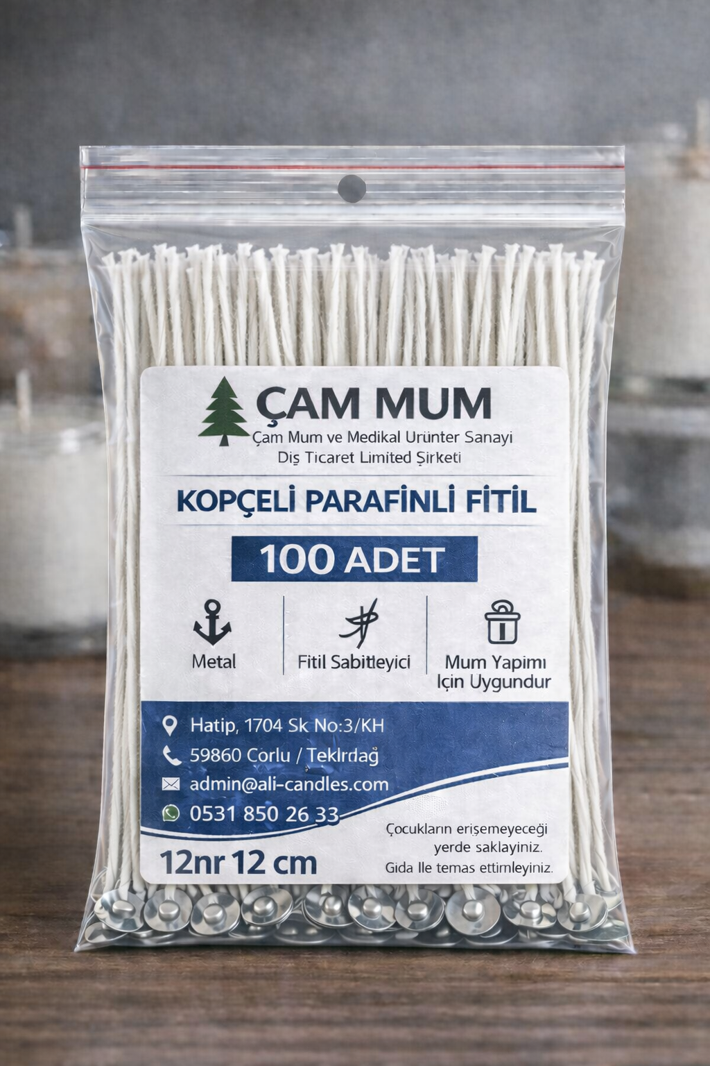 Kopçeli Parafinli Mum Fitili – Nr 12 – 100 Adet