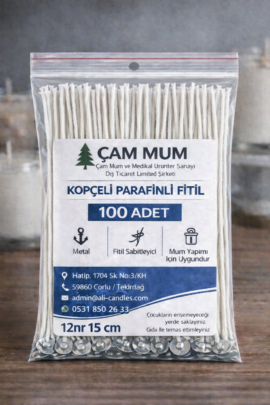 Kopçeli Parafinli Mum Fitili – Nr 12 – 100 Adet