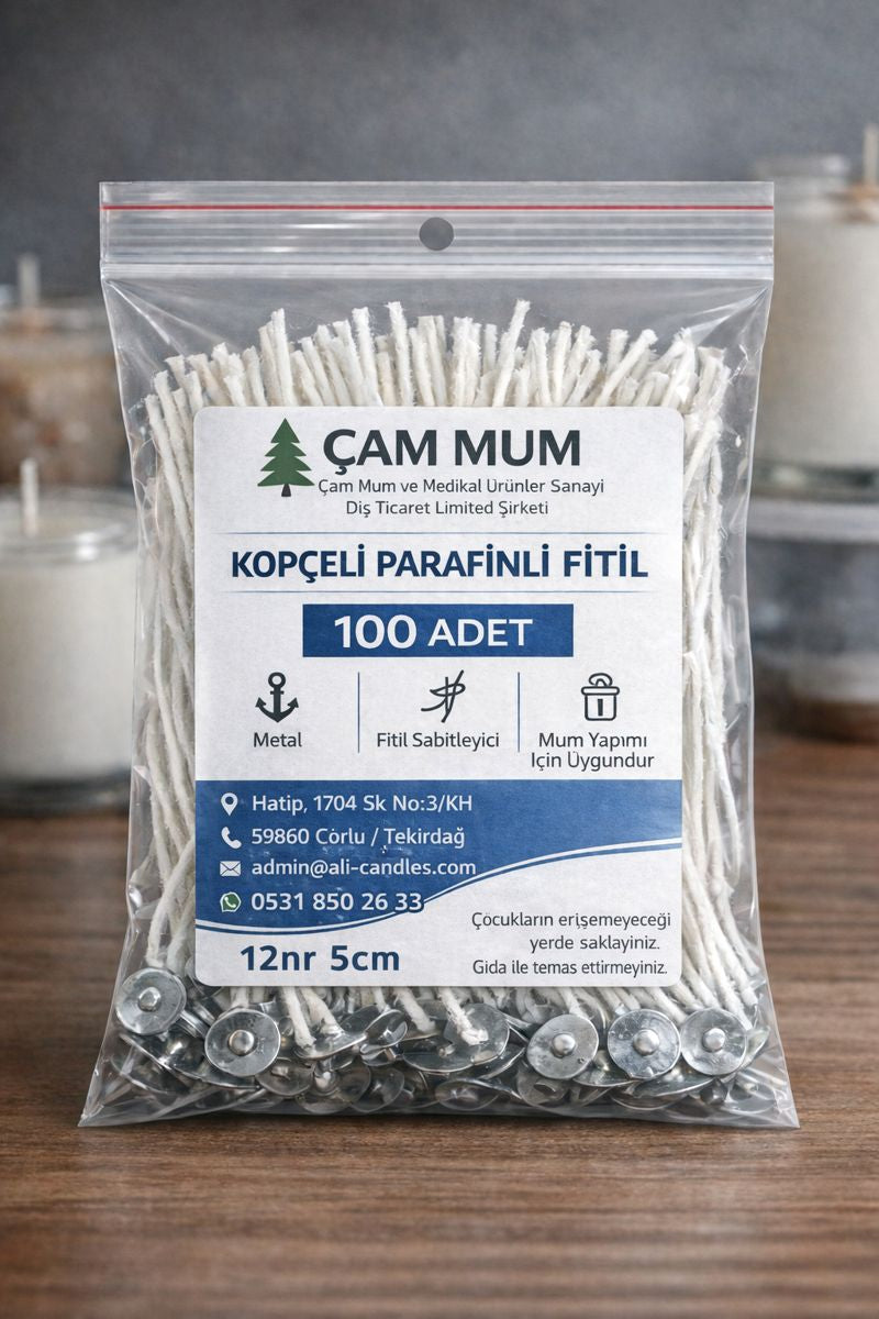 Kopçeli Parafinli Mum Fitili – Nr 12 – 100 Adet