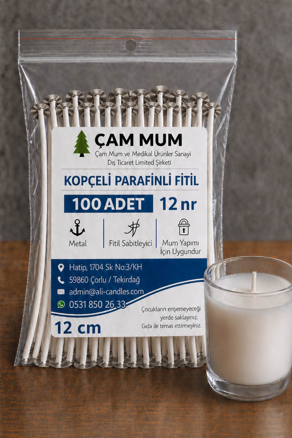 Kopçeli Parafinli Mum Fitili – Nr 12 – 100 Adet