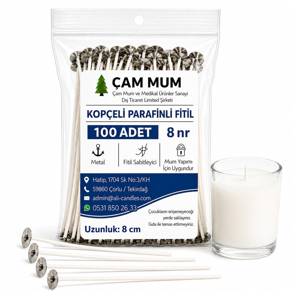 Kopçeli Parafinli Mum Fitili – Nr 8 – 100 Adet