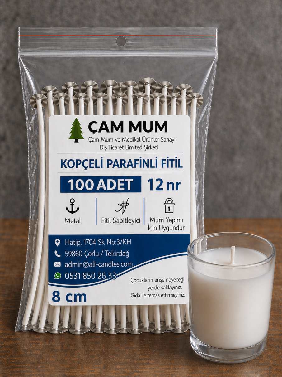 Kopçeli Parafinli Mum Fitili – Nr 12 – 100 Adet